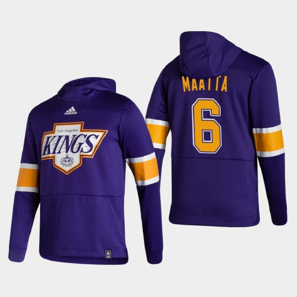 Men's Los Angeles Kings Olli Maatta #6 2021 Reverse Retro Authentic Pullover Special Edition Purple Hoodie