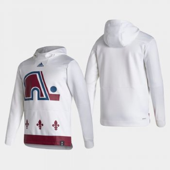 Men's Colorado Avalanche White 2021 Reverse Retro Authentic Pullover Special Edition Hoodie