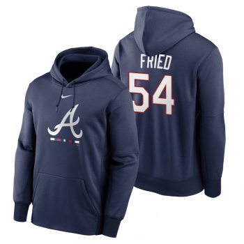 Atlanta Braves Max Fried Navy Legacy Performance Pullover Hoodie