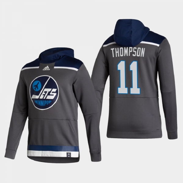 Men's Winnipeg Jets Nate Thompson #11 2021 Reverse Retro Authentic Pullover Special Edition Gray Hoodie