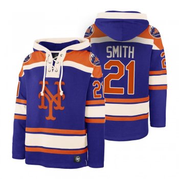 New York Mets Mallex Smith Royal Legacy Vintage Hockey Lacer Hoodie