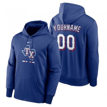 Texas Rangers Custom Royal Legacy Performance Pullover Hoodie