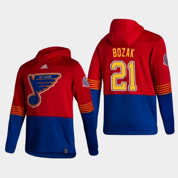 Men's St. Louis Blues Tyler Bozak #21 2021 Reverse Retro Authentic Pullover Special Edition Red Hoodie