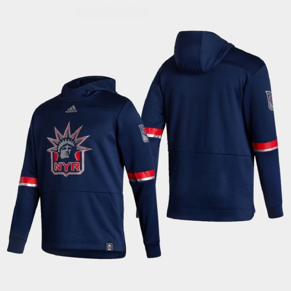 Men's New York Rangers Navy 2021 Reverse Retro Authentic Pullover Special Edition Hoodie