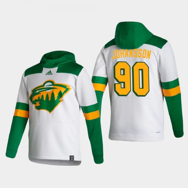 Men's Minnesota Wild Marcus Johansson #90 2021 Reverse Retro Authentic Pullover Special Edition White Hoodie