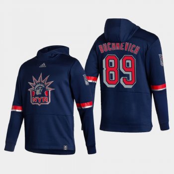 Men's New York Rangers Pavel Buchnevich #89 2021 Reverse Retro Authentic Pullover Special Edition Navy Hoodie