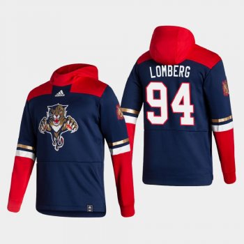 Men's Florida Panthers Ryan Lomberg #94 2021 Reverse Retro Authentic Pullover Navy Hoodie