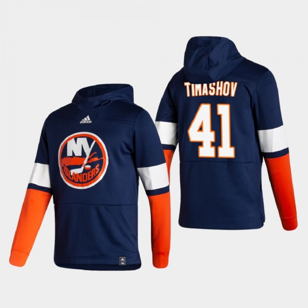 Men's New York Islanders Dmytro Timashov #41 2021 Reverse Retro Authentic Pullover Special Edition Blue Hoodie