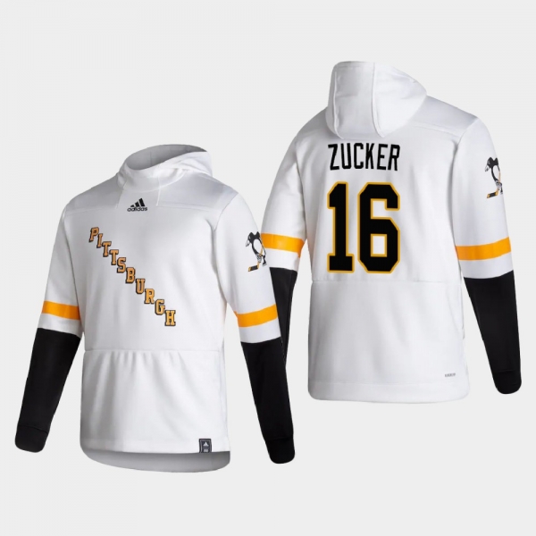 Men's Pittsburgh Penguins Jason Zucker #16 2021 Reverse Retro Authentic Pullover Special Edition White Hoodie