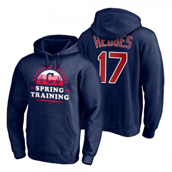 Cleveland Indians Austin Hedges Navy 2021 Spring Training Upper Decker Pullover Hoodie