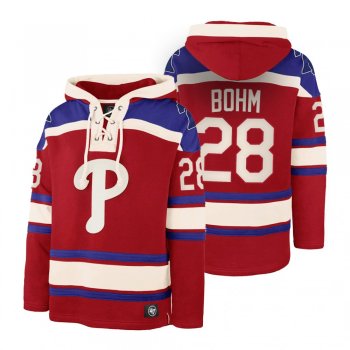 Philadelphia Phillies Alec Bohm Red Legacy Vintage Hockey Lacer Hoodie