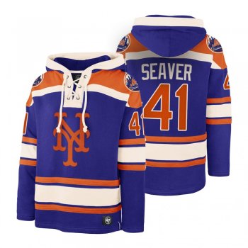 New York Mets Tom Seaver Royal Legacy Vintage Hockey Lacer Hoodie