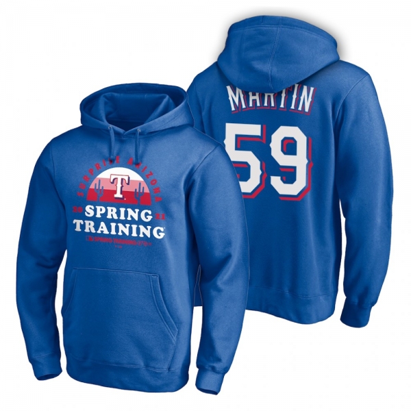 Texas Rangers Brett Martin Royal 2021 Spring Training Upper Decker Pullover Hoodie