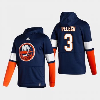 Men's New York Islanders Adam Pelech #3 2021 Reverse Retro Authentic Pullover Special Edition Navy Hoodie