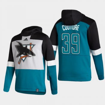 Men's San Jose Sharks Logan Couture #39 2021 Reverse Retro Authentic Pullover Special Edition Teal Hoodie