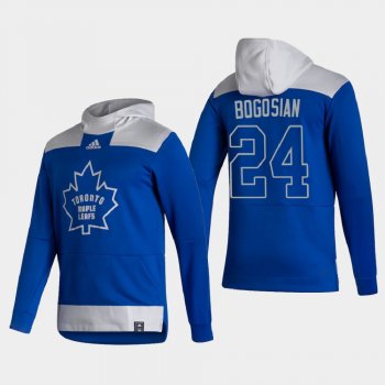 Men's Toronto Maple Leafs Zach Bogosian #24 2021 Reverse Retro Authentic Pullover Special Edition Blue Hoodie