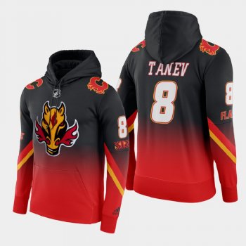 Calgary Flames Christopher tanev #8 2021 Reverse Retro Gradient Pullover Red Black Hoodie