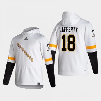 Men's Pittsburgh Penguins Sam Lafferty #18 2021 Reverse Retro Authentic Pullover Special Edition White Hoodie