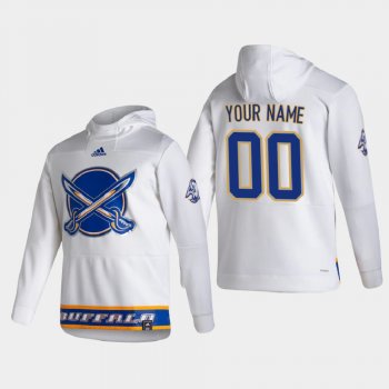 Men's Buffalo Sabres Custom #00 2021 Reverse Retro Authentic Pullover Special Edition White Hoodie