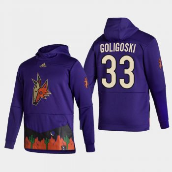 Men's Arizona Coyotes Alex Goligoski #33 2021 Reverse Retro Authentic Pullover Special Edition Purple Hoodie