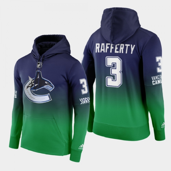 Vancouver Canucks Brogan Rafferty #3 2021 Reverse Retro Pullover Green Hoodie