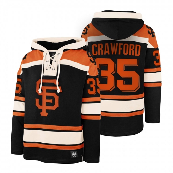 San Francisco Giants Brandon Crawford Black Legacy Vintage Hockey Lacer Hoodie