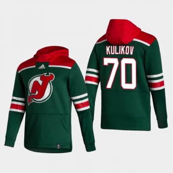 Men's New Jersey Devils Dmitry Kulikov #70 2021 Reverse Retro Authentic Pullover Special Edition Green Hoodie