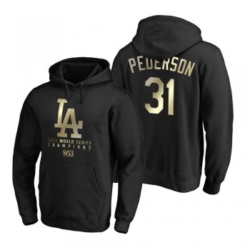 Los Angeles Dodgers Joc Pederson Black 2020 World Series Champions Parade Pullover Hoodie