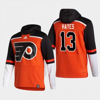 Men's Philadelphia Flyers Kevin Hayes #13 2021 Reverse Retro Authentic Pullover Special Edition Orange Hoodie