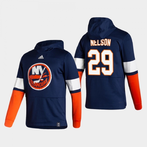 Men's HoodieMen's New York Islanders Brock Nelson #29 2021 Reverse Retro Authentic Pullover Special Edition Navy Hoodie