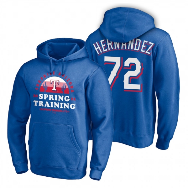 Texas Rangers Jonathan Hernandez Royal 2021 Spring Training Upper Decker Pullover Hoodie