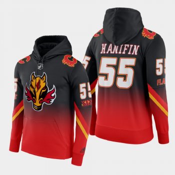 Calgary Flames Noah Hanifin #55 2021 Reverse Retro Gradient Pullover Red Black Hoodie