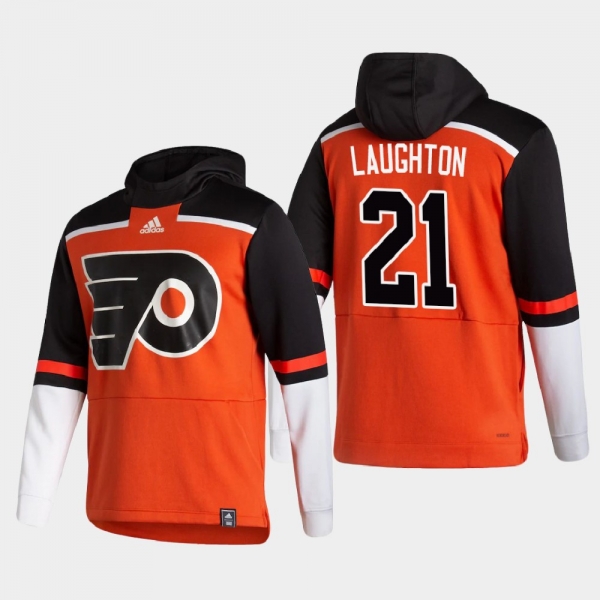 Men's Philadelphia Flyers Scott Laughton #21 2021 Reverse Retro Authentic Pullover Special Edition Orange Hoodie