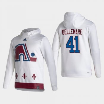 Men's HoodieMen's Colorado Avalanche Pierre-Edouard Bellemare #41 2021 Reverse Retro Authentic Pullover Special Edition White Hoodie