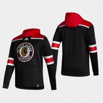 Men's Chicago Blackhawks Black 2021 Reverse Retro Authentic Pullover Special Edition Hoodie