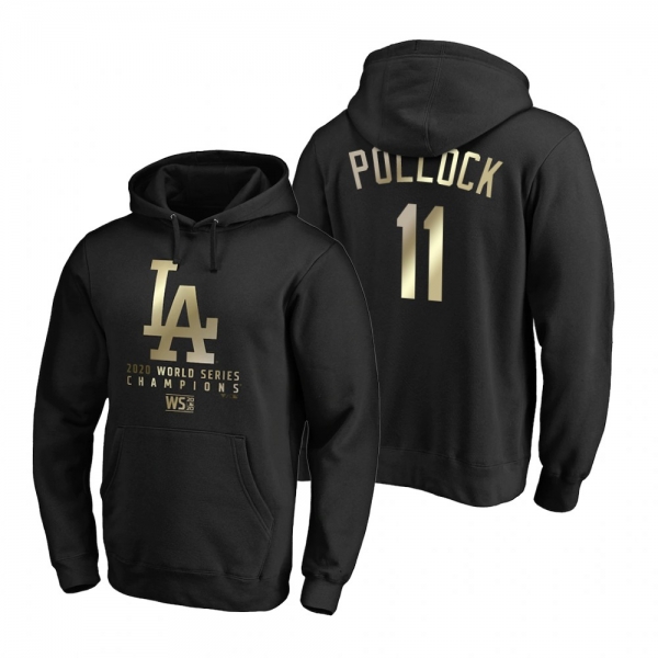 Los Angeles Dodgers A.J. Pollock Black 2020 World Series Champions Parade Pullover Hoodie