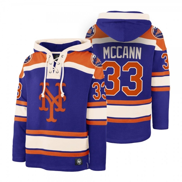 New York Mets James McCann Royal Legacy Vintage Hockey Lacer Hoodie