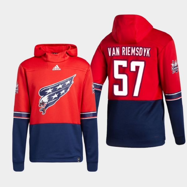 Men's Washington Capitals Trevor van Riemsdyk #57 2021 Reverse Retro Authentic Pullover Special Edition Red Hoodie