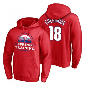 Philadelphia Phillies Didi Gregorius Red 2021 Spring Training Upper Decker Pullover Hoodie