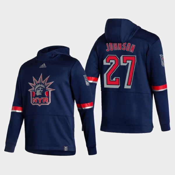 Men's New York Rangers Jack Johnson #27 2021 Reverse Retro Authentic Pullover Special Edition Navy Hoodie