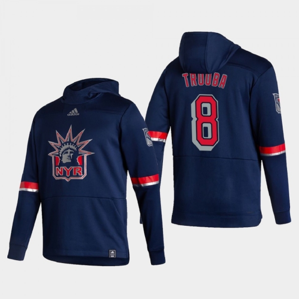 Men's New York Rangers Jacob Trouba #8 2021 Reverse Retro Authentic Pullover Special Edition Navy Hoodie