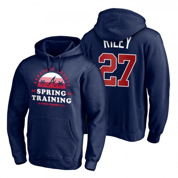 Atlanta Braves Austin Riley Navy 2021 Spring Training Upper Decker Pullover Hoodie