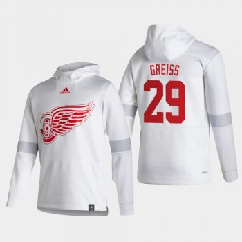 Men's Detroit Red Wings Thomas Greiss #29 2021 Reverse Retro Authentic Pullover Special Edition White Hoodie