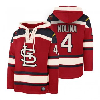 St. Louis Cardinals Yadier Molina Red Legacy Vintage Hockey Lacer Hoodie