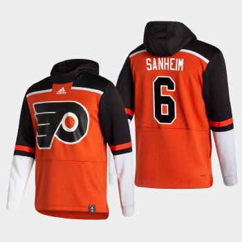 Men's Philadelphia Flyers Travis Sanheim #6 2021 Reverse Retro Authentic Pullover Special Edition Orange Hoodie