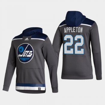 Men's Winnipeg Jets Mason Appleton #22 2021 Reverse Retro Authentic Pullover Special Edition Gray Hoodie