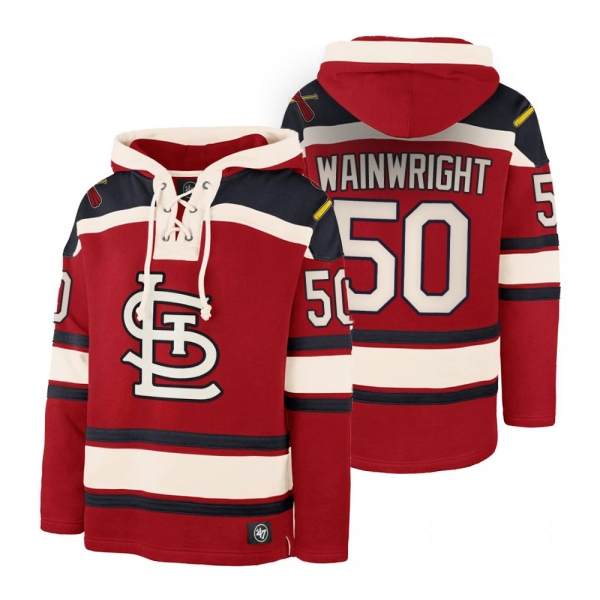 St. Louis Cardinals Adam Wainwright Red Legacy Vintage Hockey Lacer Hoodie