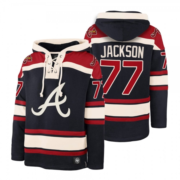 Atlanta Braves Luke Jackson Navy Legacy Vintage Hockey Lacer Hoodie