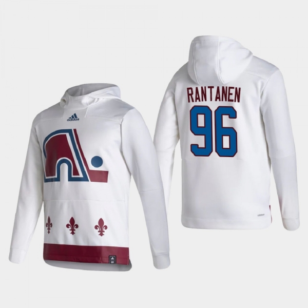 Men's Colorado Avalanche Mikko Rantanen #96 2021 Reverse Retro Authentic Pullover Special Edition White Hoodie