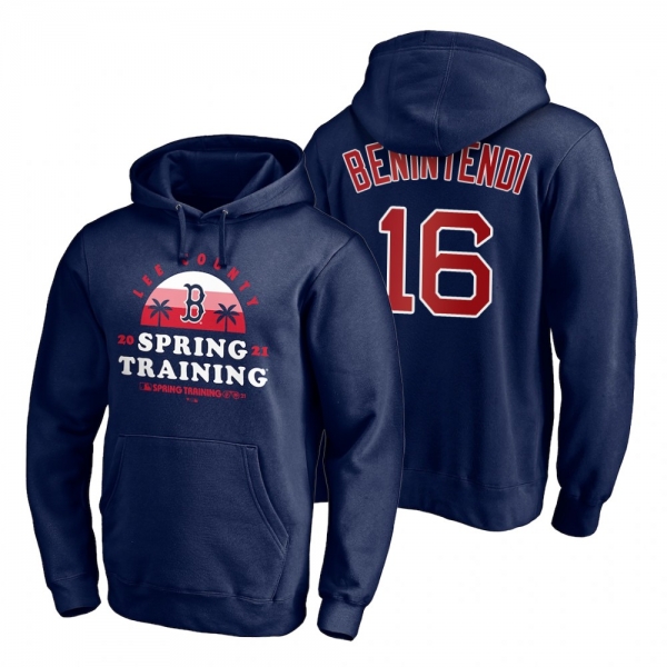 Boston Red Sox Andrew Benintendi Navy 2021 Spring Training Upper Decker Pullover Hoodie